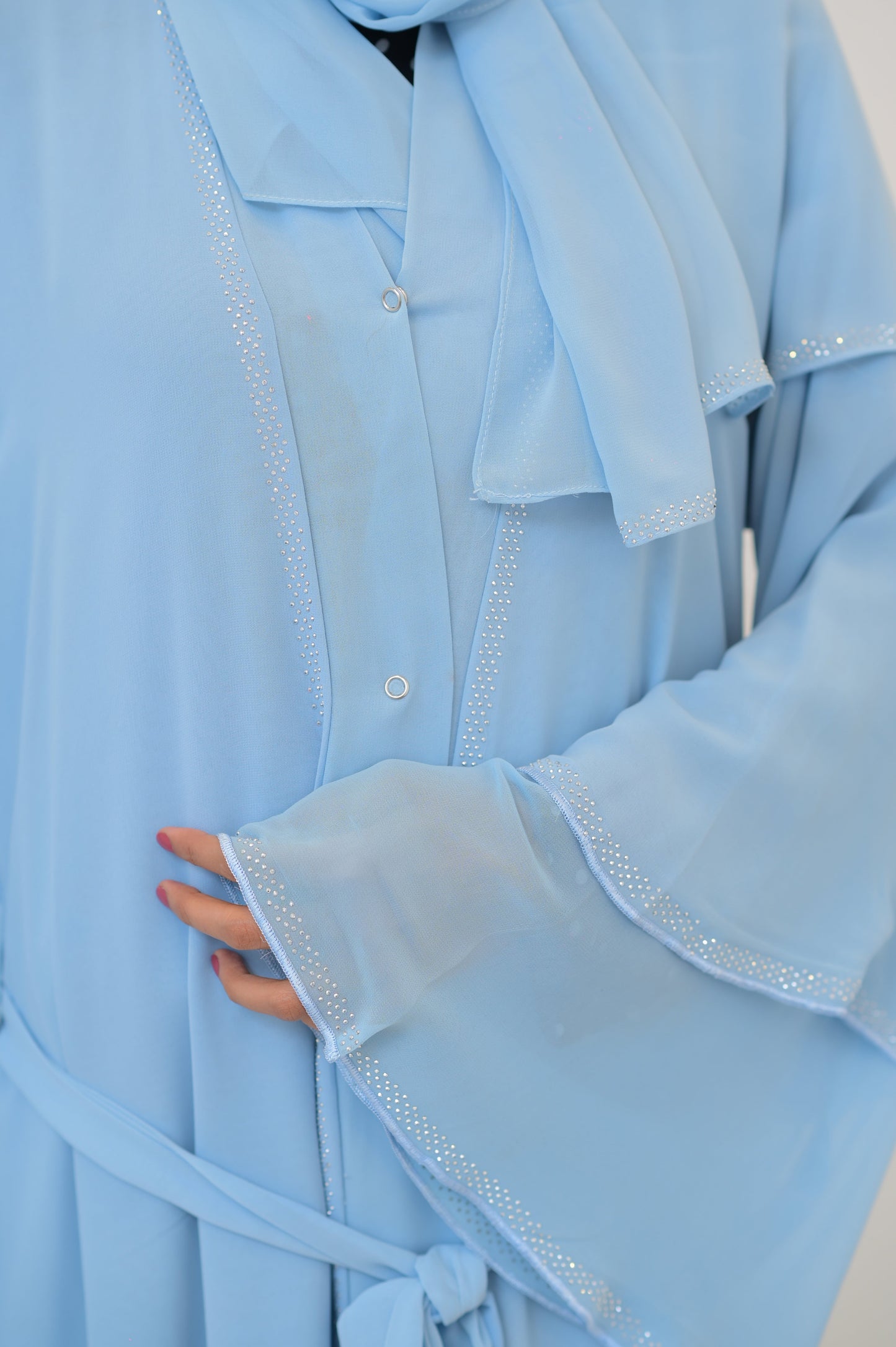 Blue Flounces Frill Abaya
