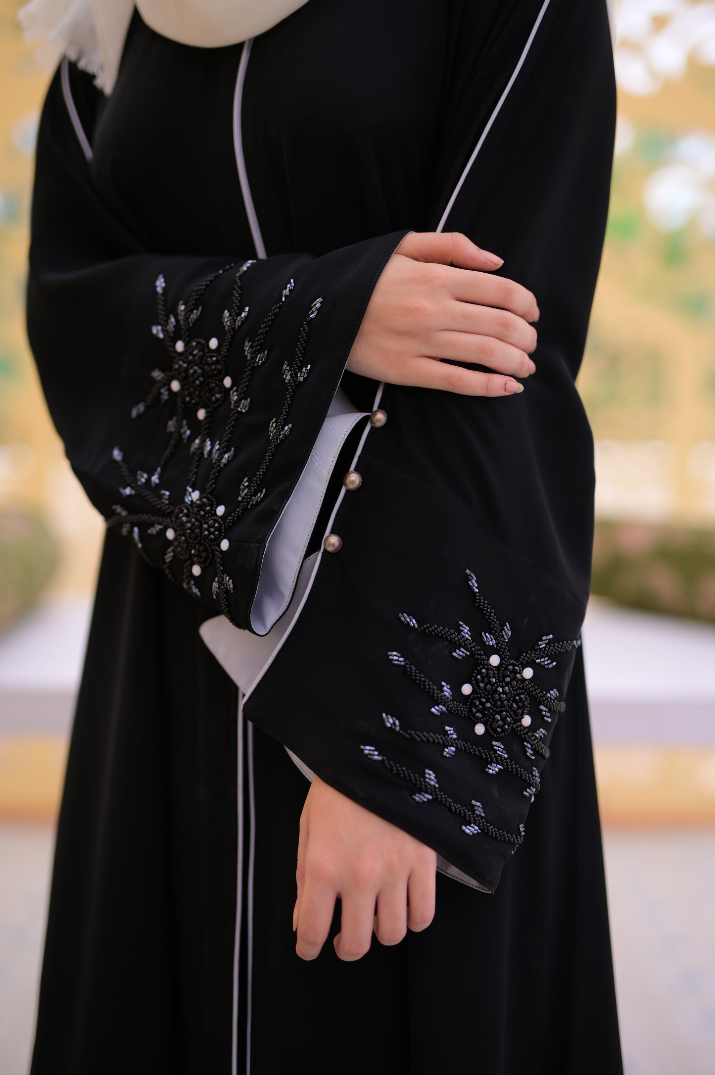 Dubai Style Hand work on Sleeves Abaya
