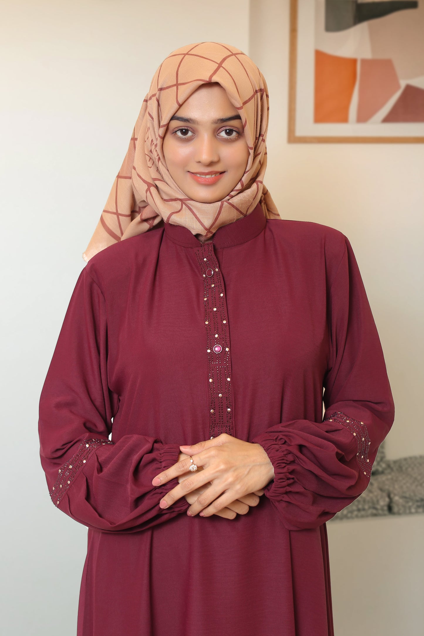 Maroon Marble Texture Abaya