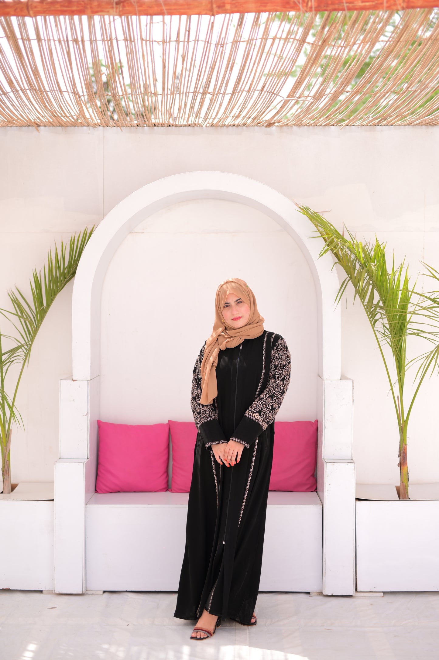 Practical Abaya with Sleeve Embroidery