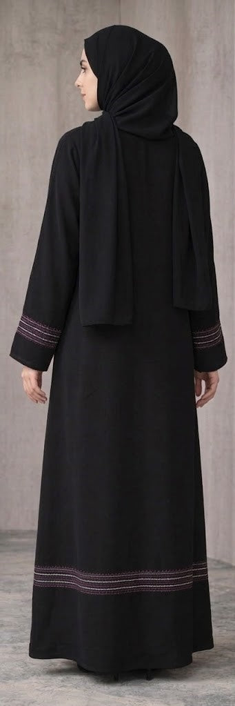 Elegant Linear Stripe Embroidered Abaya