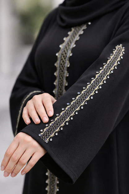 The Aura Black Gold-Filigree Abaya