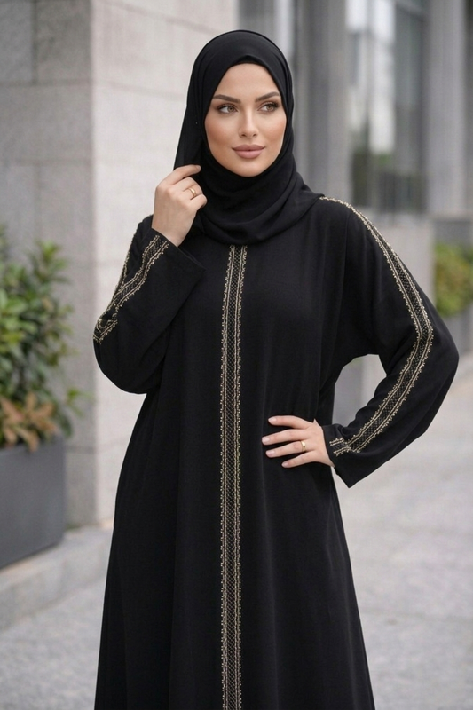 The Aura Black Gold-Filigree Abaya