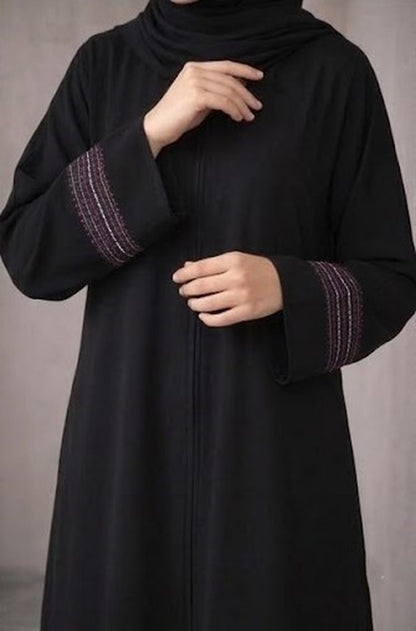 Elegant Linear Stripe Embroidered Abaya