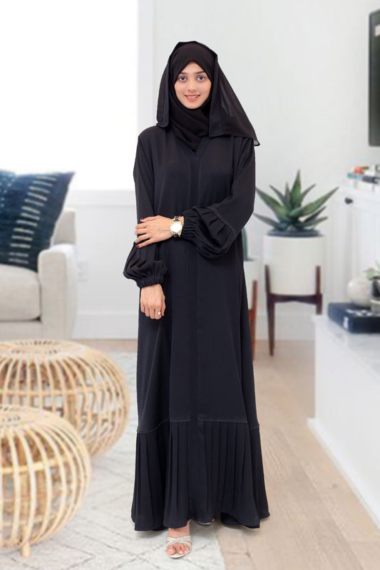 Black Zoom Frill Abaya