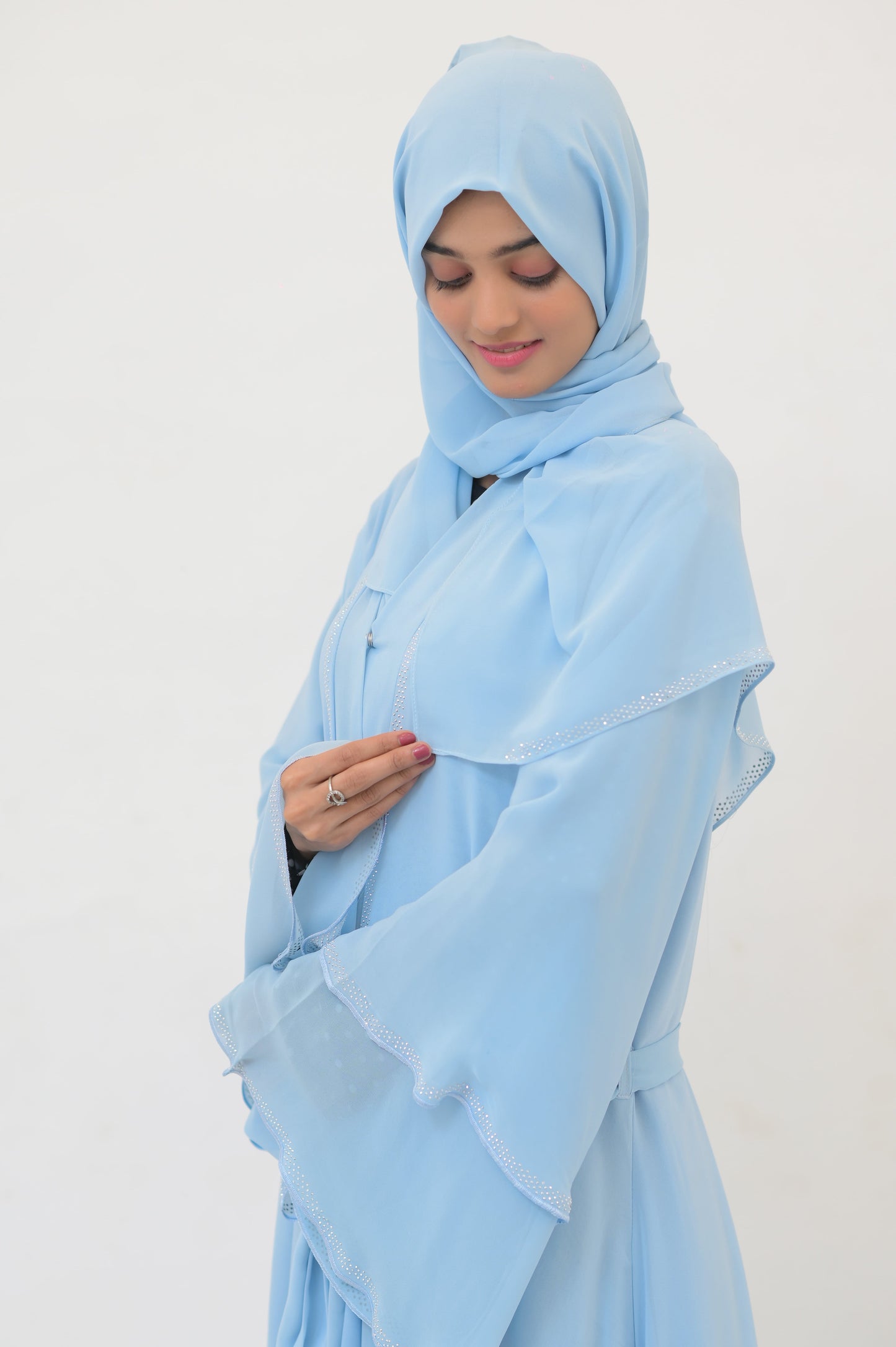 Blue Flounces Frill Abaya