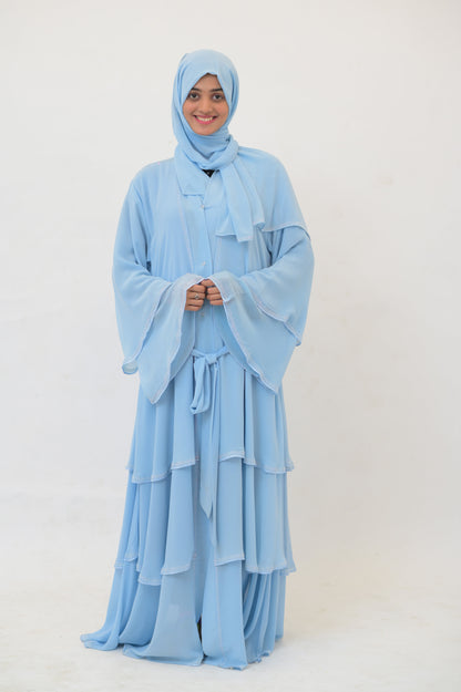 Blue Flounces Frill Abaya