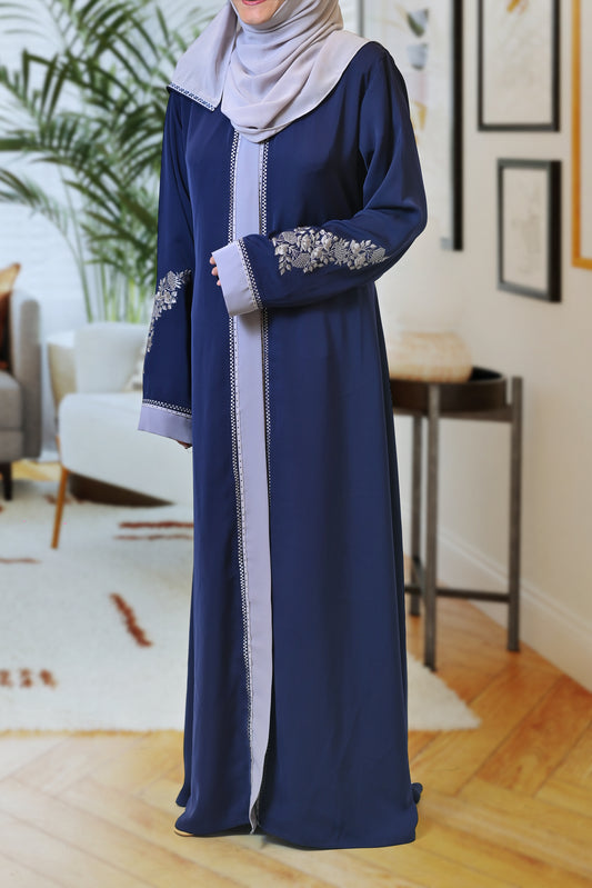 Blue Luxe Front Open Abaya