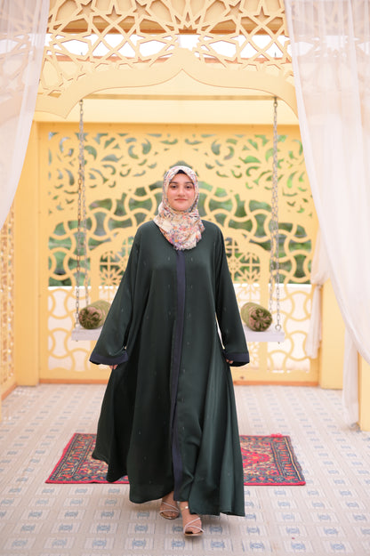 Green Zoom Front Open Abaya