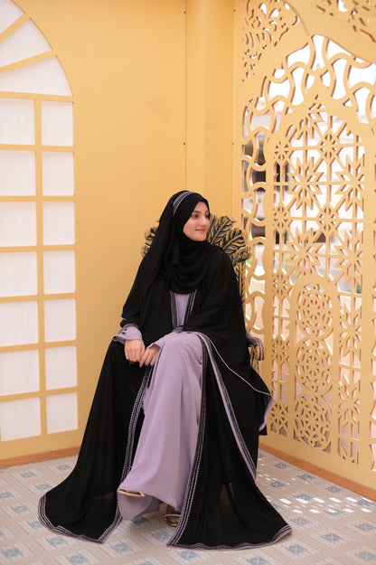 Grey Black Classic Butterfly Abaya