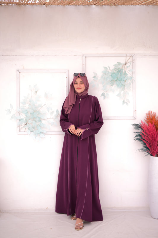 Metallic Zipper Zoom Crinkle Abaya