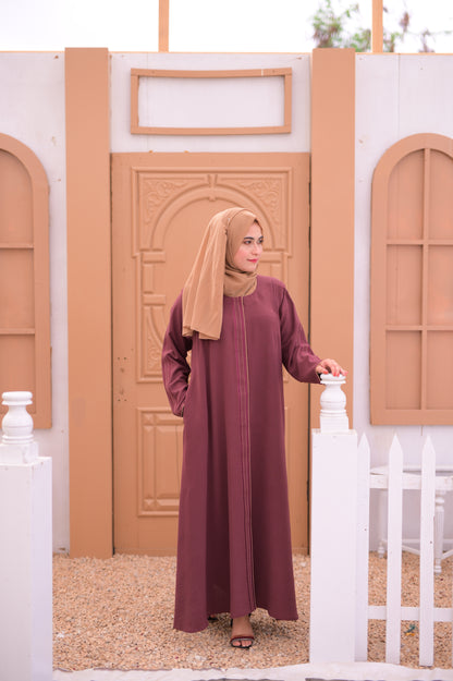 Plum Embroidered Abaya