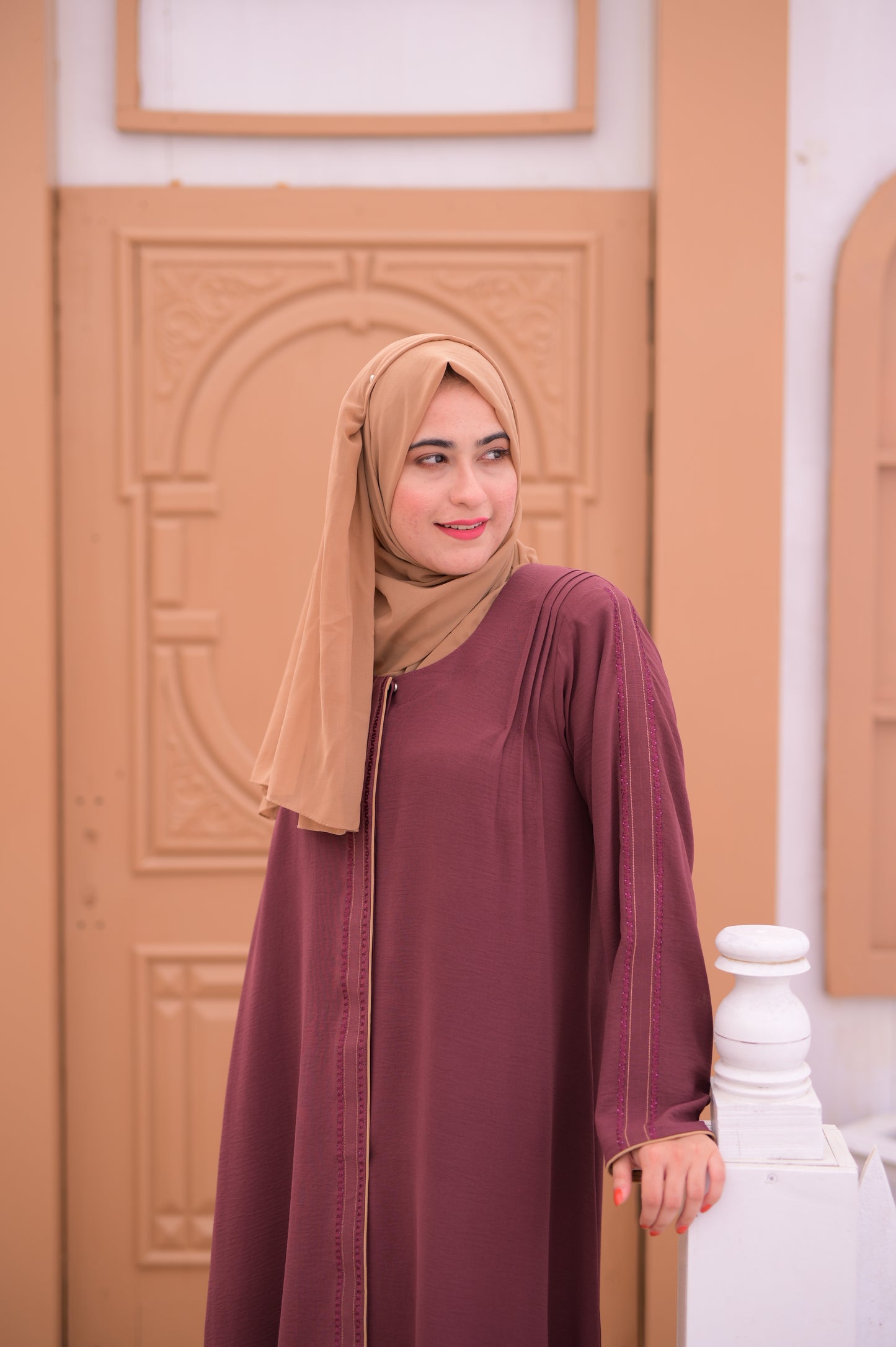 Plum Embroidered Abaya