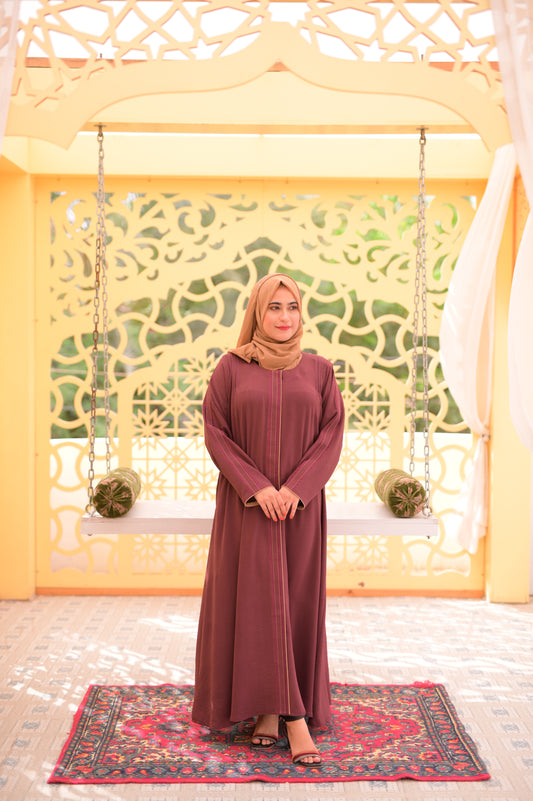 Plum Embroidered Abaya