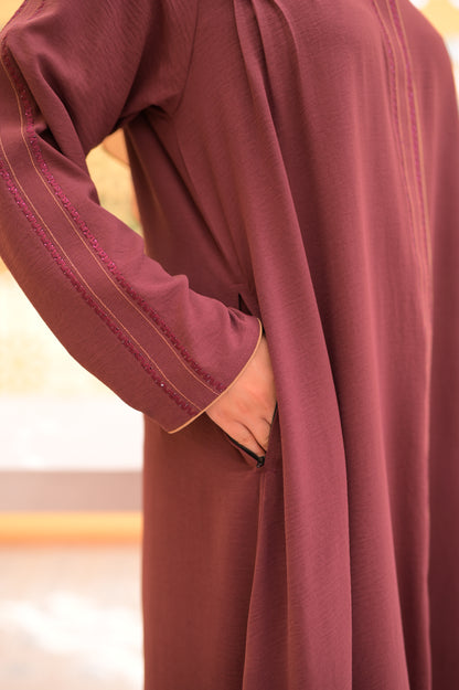 Plum Embroidered Abaya