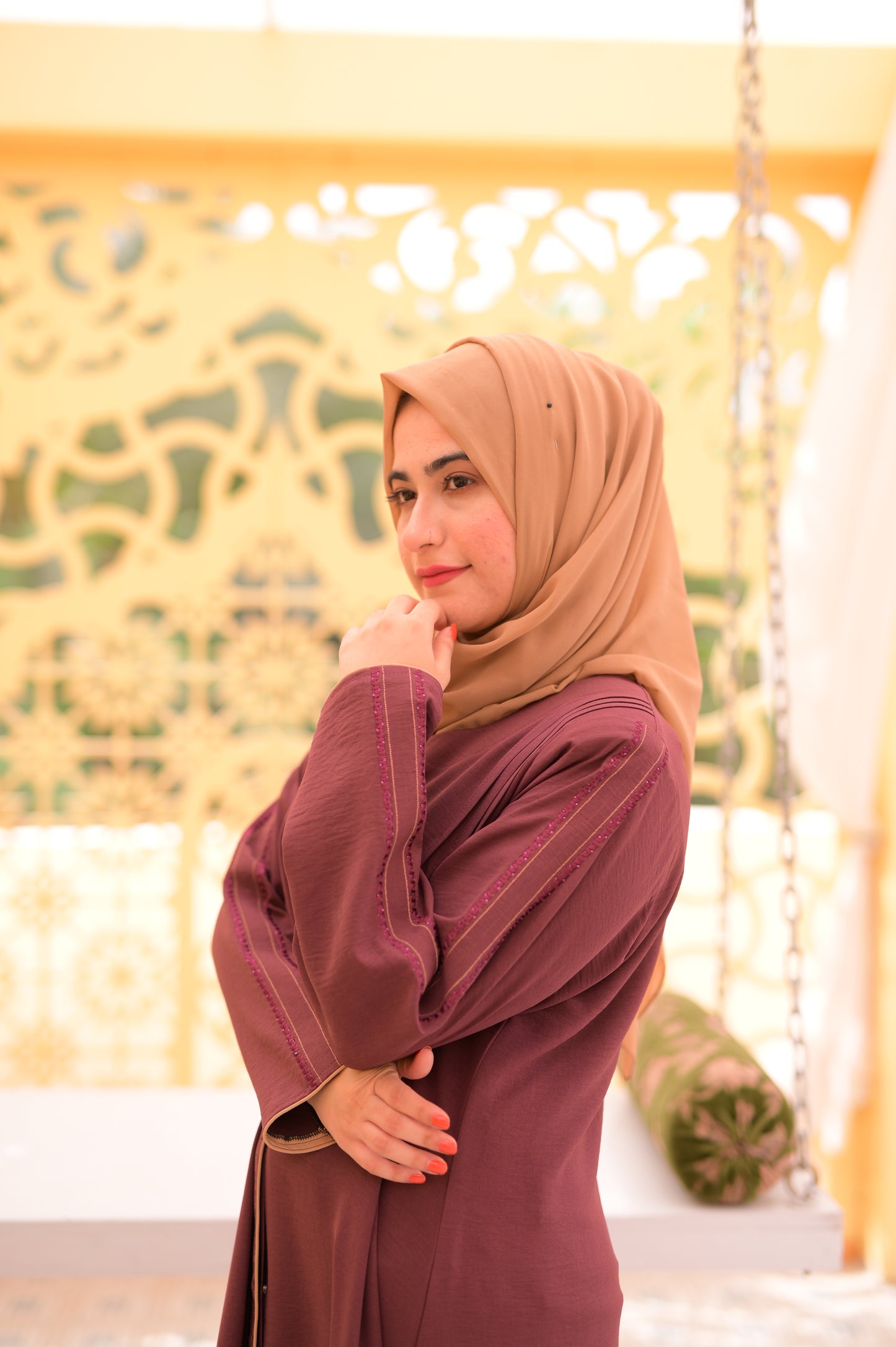 Plum Embroidered Abaya