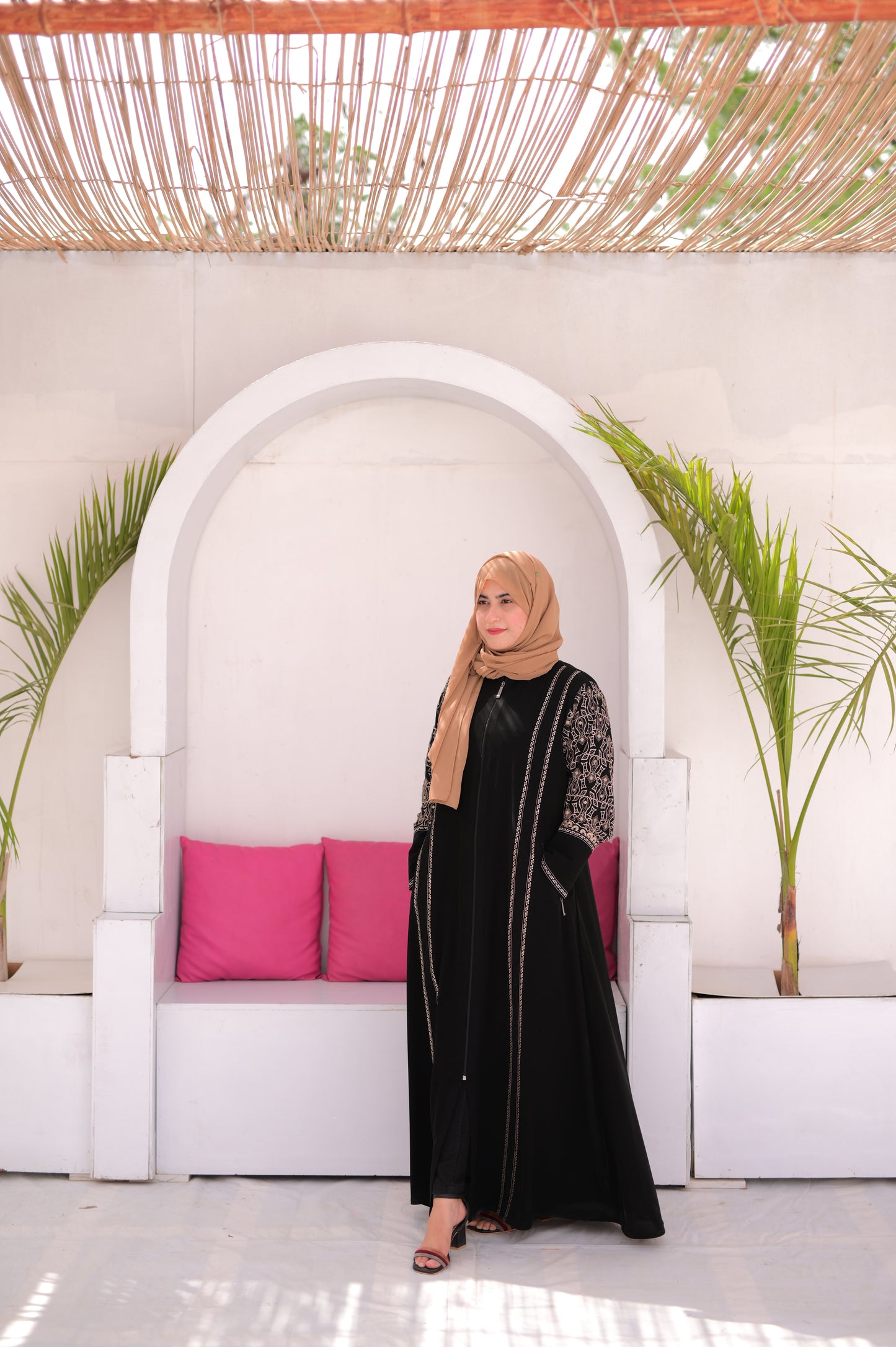 Practical Abaya with Sleeve Embroidery