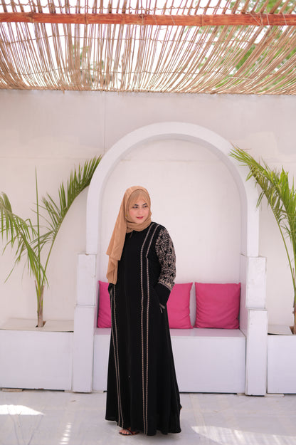 Practical Abaya with Sleeve Embroidery