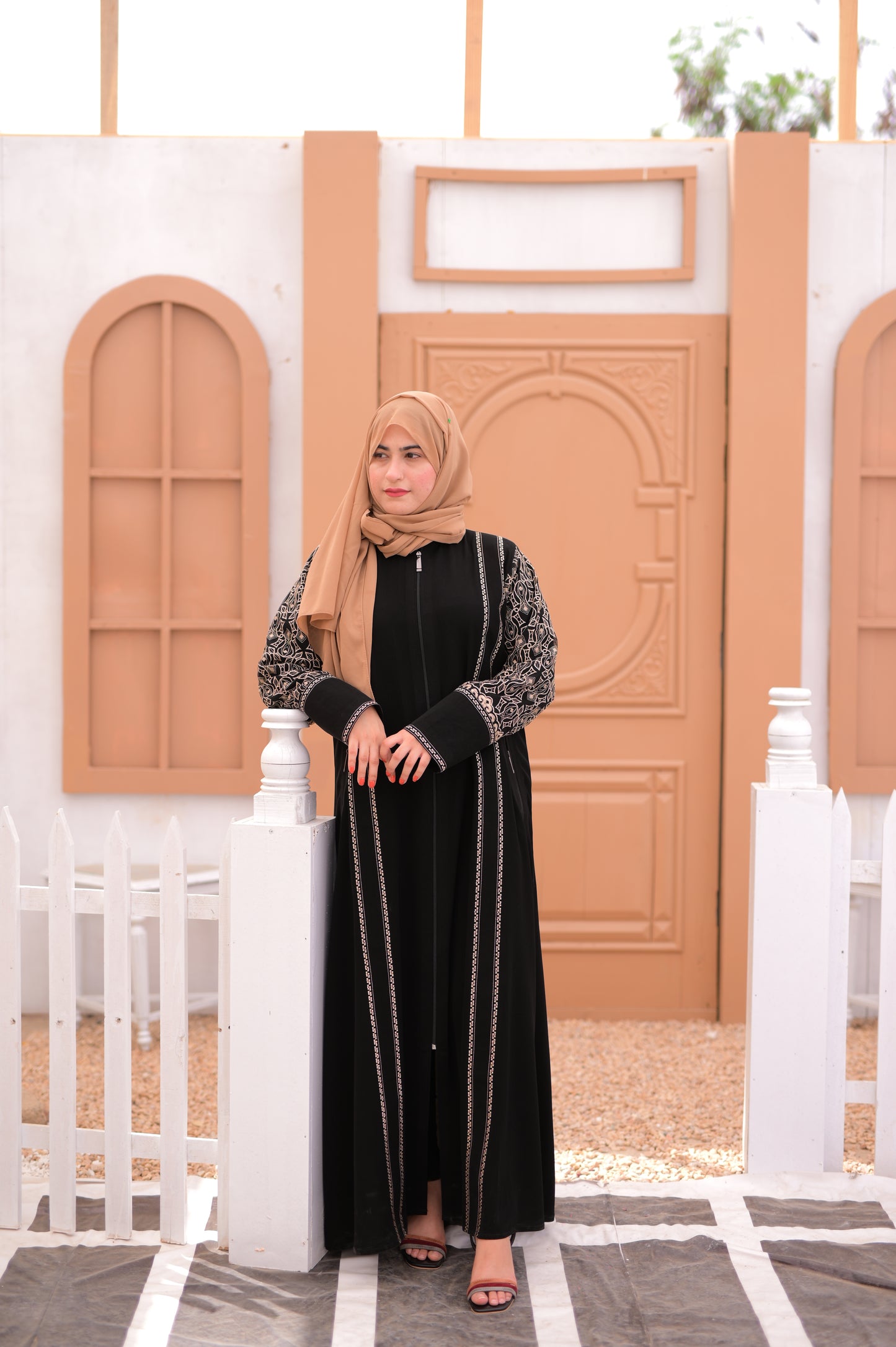 Practical Abaya with Sleeve Embroidery