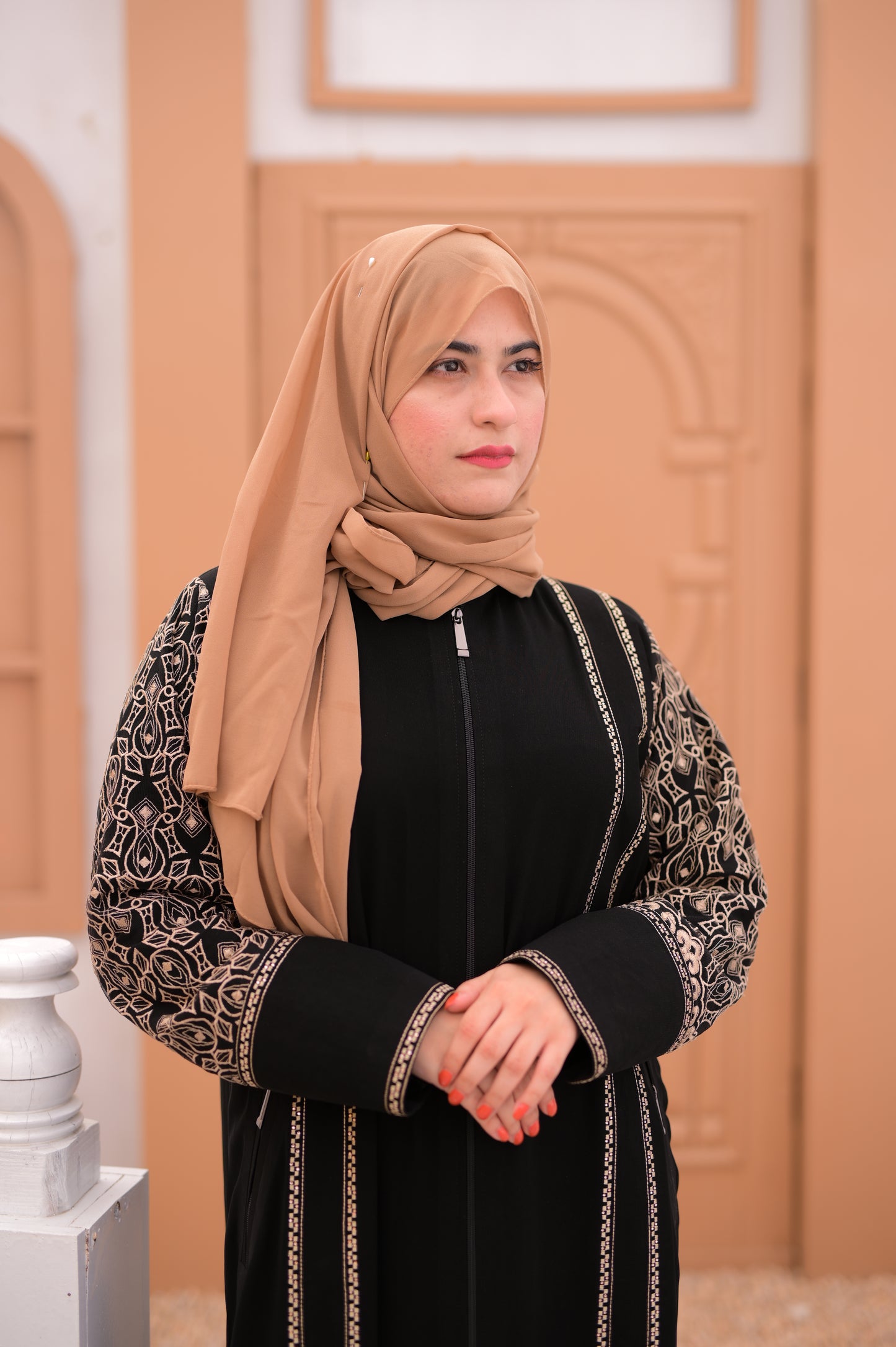 Practical Abaya with Sleeve Embroidery