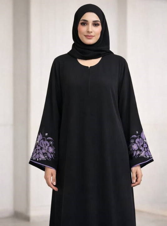 Royal Amethyst Embroidered Abaya
