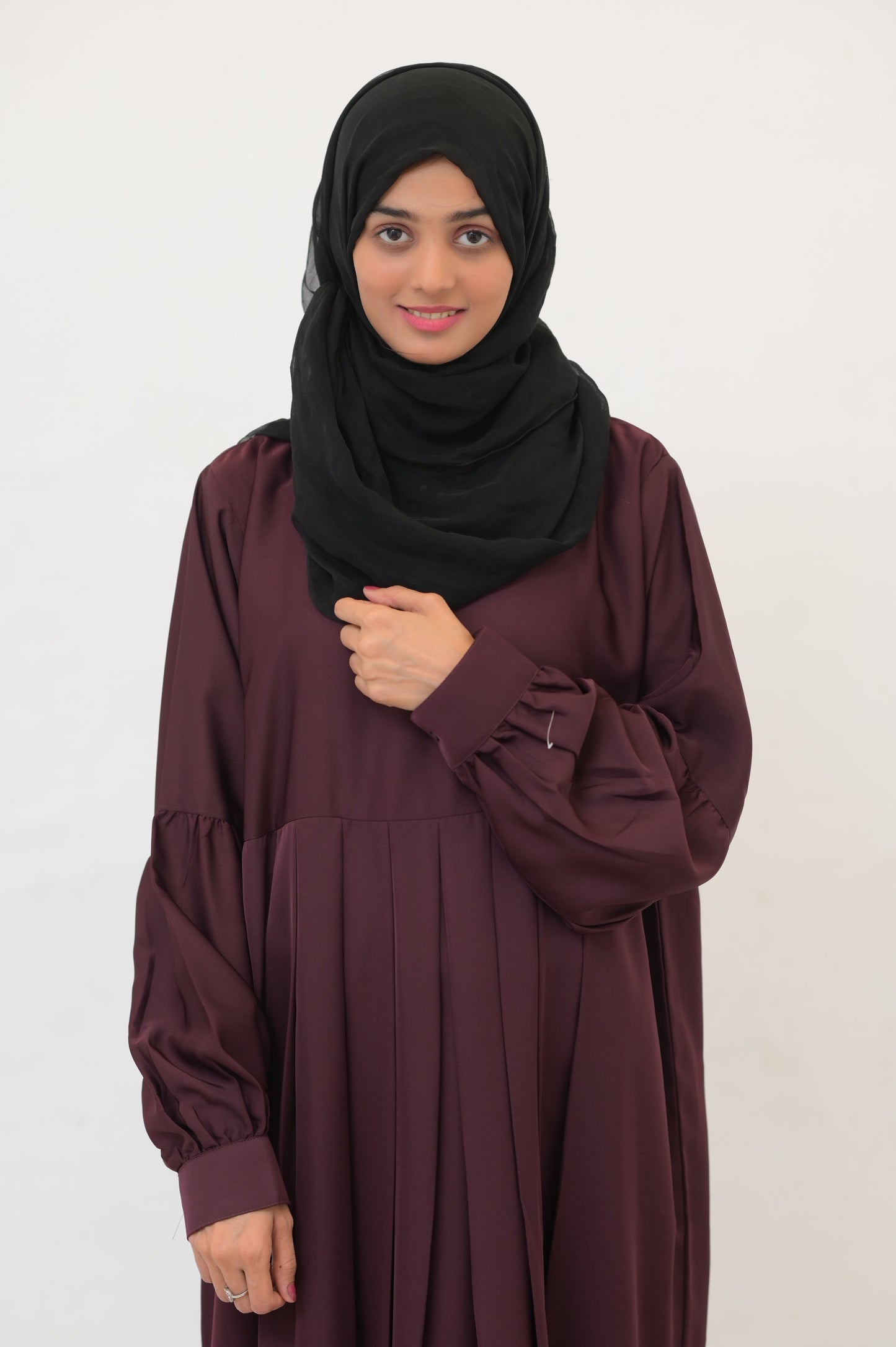 Wine Designer Frock Abaya