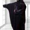 Elegant Black Embroidered Abaya with Matching Hijab