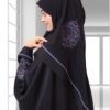 Elegant Black Embroidered Abaya with Matching Hijab