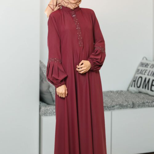 Maroon Marble Texture Abaya