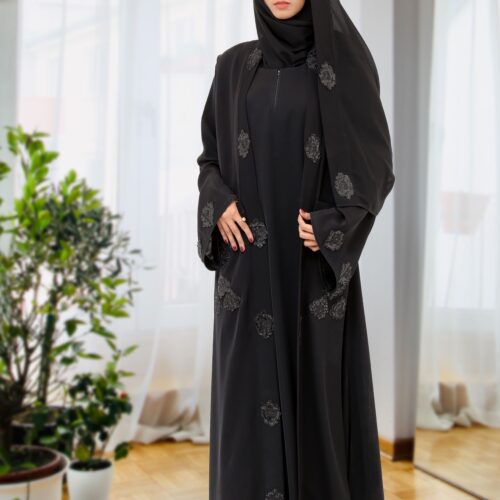 Double Style Floral Abaya