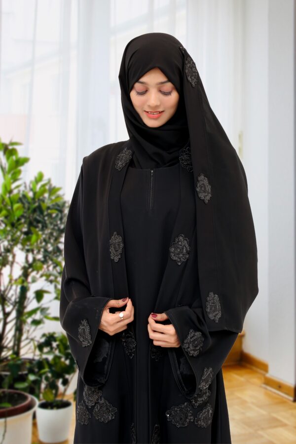 Double Style Floral Abaya