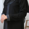 Classic Black Abaya with Elegant Embellished Trim