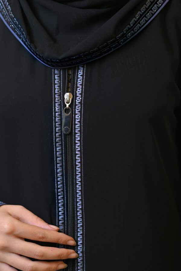 Classic Black Abaya with Elegant Embellished Trim