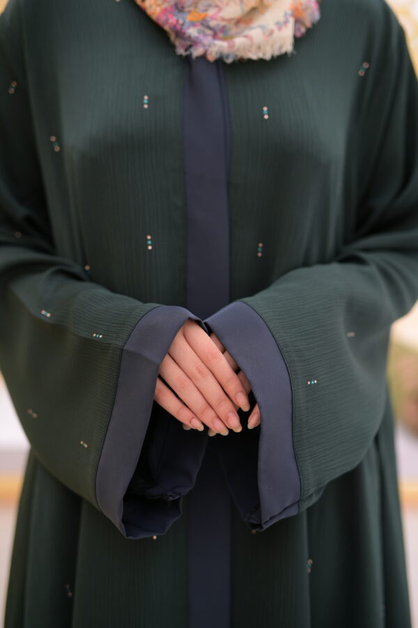 Green Zoom Front Open Abaya