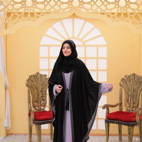 Grey Black Classic Butterfly Abaya