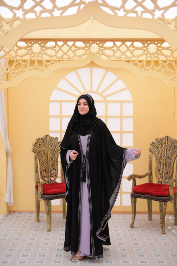 Grey Black Classic Butterfly Abaya