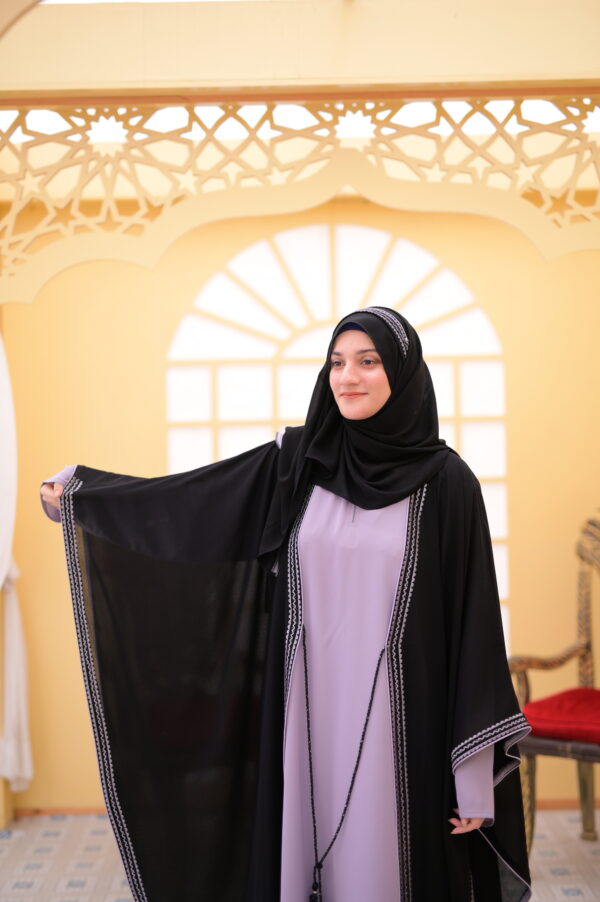 Grey Black Classic Butterfly Abaya