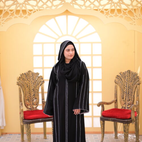 Embroidery Arabic Zipper with Stones work Abaya