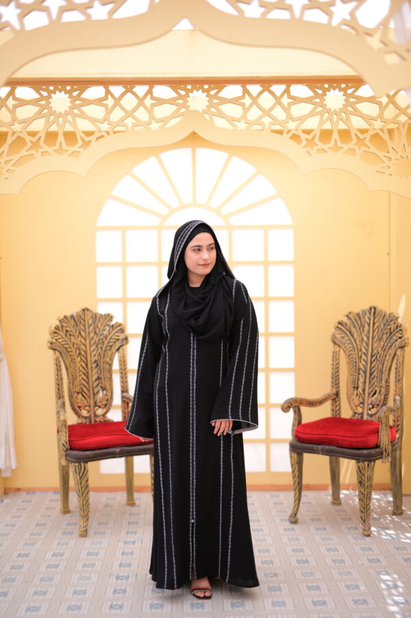 Embroidery Arabic Zipper with Stones work Abaya