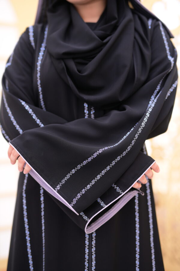 Embroidery Arabic Zipper with Stones work Abaya