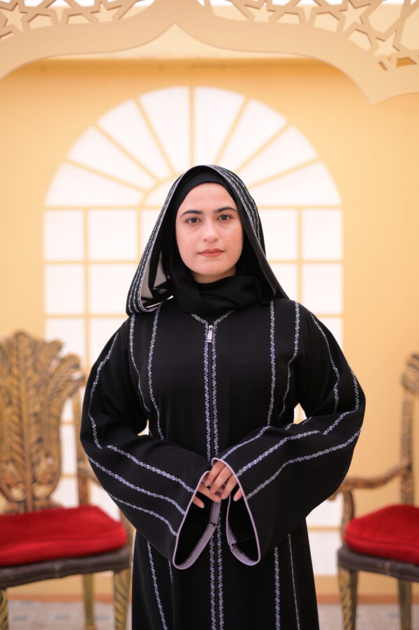 Embroidery Arabic Zipper with Stones work Abaya