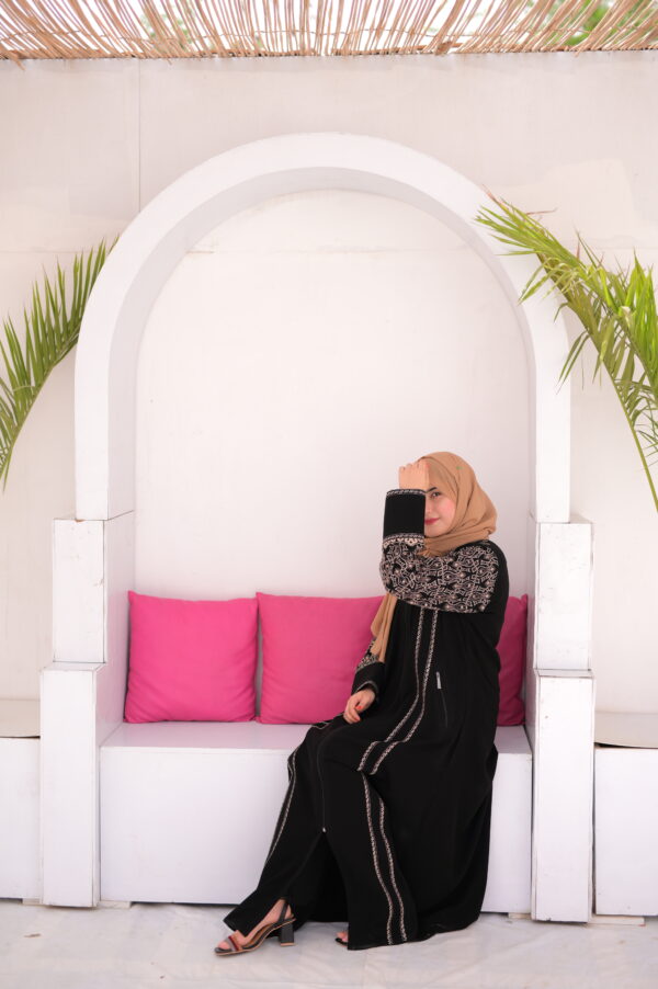 Practical Abaya with Sleeve Embroidery