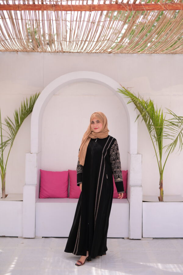 Practical Abaya with Sleeve Embroidery