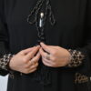 Elegant Black Abaya with Geometric Trim