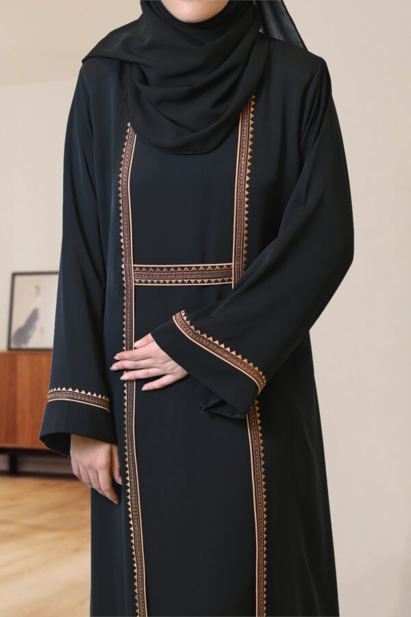 Elegant Black Abaya with Golden Embroidery