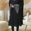 Elegant Black Abaya with Striped Detailing