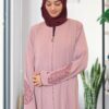 Elegant Mauve Abaya with Embroidered Sleeves