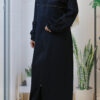 Elegant Navy Blue Abaya with Beaded Sleeve Detailing