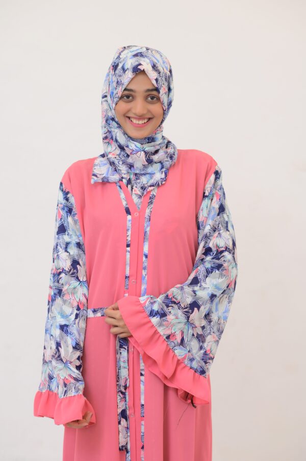 Old Rose Pink Printed Abaya