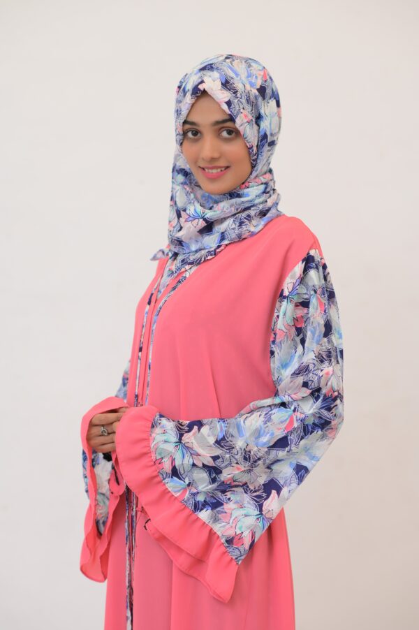 Old Rose Pink Printed Abaya